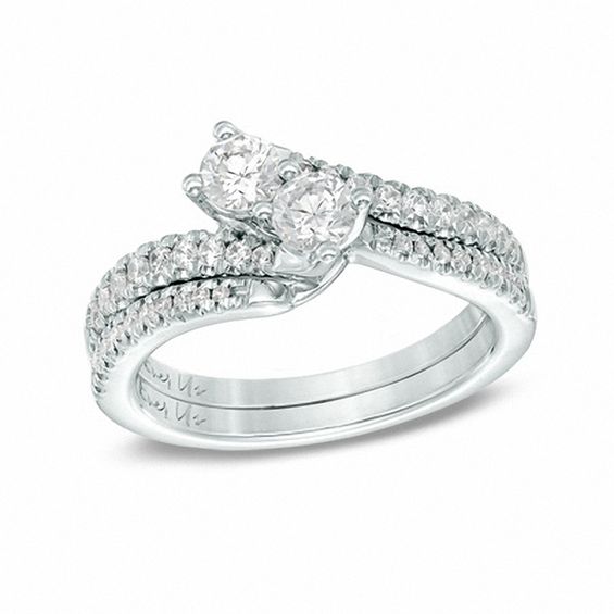 Ever Us™ CT. T.W. Two-Stone Diamond Bypass Ring in 14K Gold