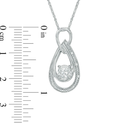 5.0mm Lab-Created White Sapphire and Diamond Accent Double Teardrop Pendant in Sterling Silver