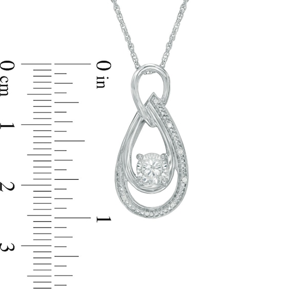 5.0mm Lab-Created White Sapphire and Diamond Accent Double Teardrop Pendant in Sterling Silver