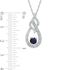 Thumbnail Image 1 of 5.0mm Lab-Created Blue Sapphire and Diamond Accent Flame Pendant in Sterling Silver