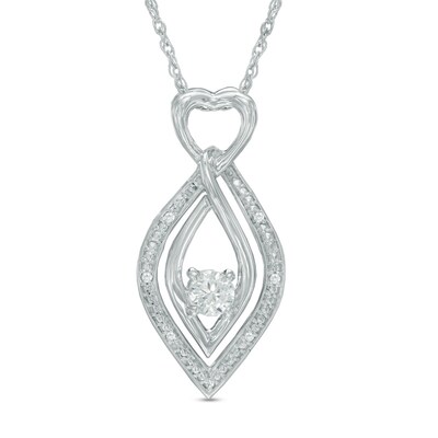 5.0mm Lab-Created White Sapphire and Diamond Accent Kite-Shaped with Heart Pendant in Sterling Silver