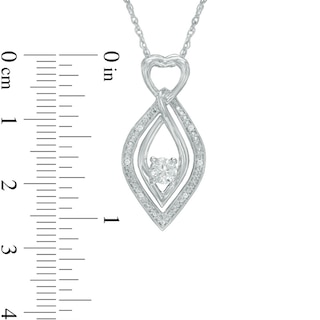 5.0mm Lab-Created White Sapphire and Diamond Accent Kite-Shaped with Heart Pendant in Sterling Silver