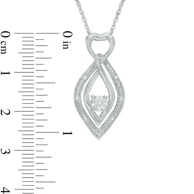 5.0mm Lab-Created White Sapphire and Diamond Accent Kite-Shaped with Heart Pendant in Sterling Silver