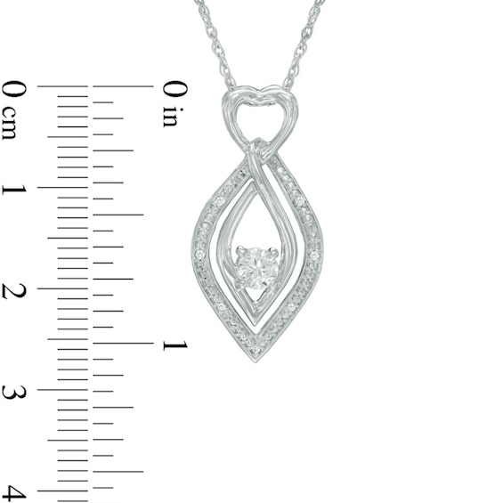 5.0mm Lab-Created White Sapphire and Diamond Accent Kite-Shaped with Heart Pendant in Sterling Silver