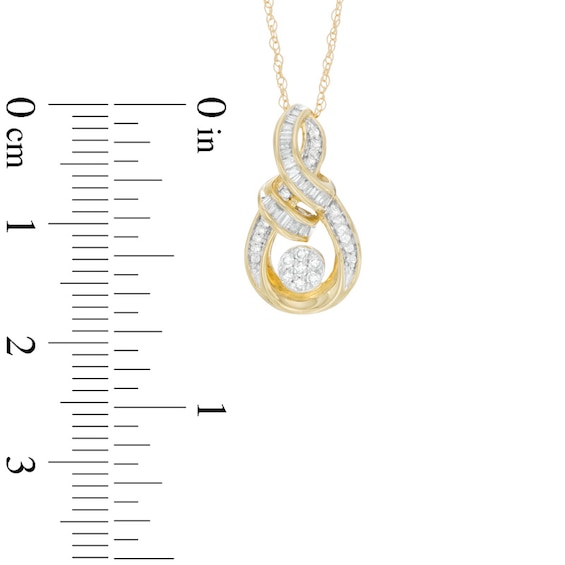 0.15 CT. T.W. Round and Baguette Cut Diamond Composite Infinity Pendant in 10K Gold