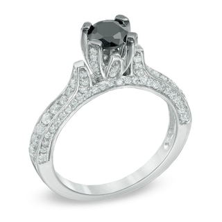 1.20 CT. T.W. Enhanced Black and White Diamond Engagement Ring in 10K White Gold