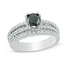 Thumbnail Image 0 of 1.25 CT. T.W. Enhanced Black and White Diamond Split Shank Bridal Set in 10K White Gold