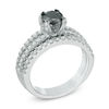 Thumbnail Image 1 of 1.25 CT. T.W. Enhanced Black and White Diamond Split Shank Bridal Set in 10K White Gold