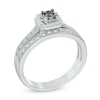 0.33 CT. T.W. Enhanced Black and White Diamond Square Frame Bridal Set in Sterling Silver