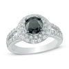 1.75 CT. T.W. Enhanced Black and White Diamond Frame Engagement Ring in 10K White Gold