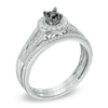 0.33 CT. T.W. Enhanced Black and White Diamond Split Shank Bridal Set in 10K White Gold