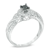 0.45 CT. T.W. Enhanced Black and White Diamond Tri-Sides Engagement Ring in 10K White Gold