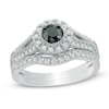 0.58 CT. T.W. Enhanced Black and White Diamond Frame Bridal Set in 10K White Gold