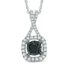 Thumbnail Image 0 of 0.40 CT. T.W. Enhanced Black and White Diamond Square Frame Pendant in Sterling Silver