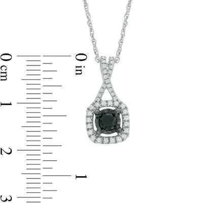 0.40 CT. T.W. Enhanced Black and White Diamond Square Frame Pendant in Sterling Silver