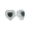 Thumbnail Image 0 of 0.25 CT. T.W. Enhanced Black and White Diamond Heart Stud Earrings in Sterling Silver