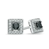 Thumbnail Image 0 of 0.33 CT. T.W. Enhanced Black and White Diamond Square Stud Earrings in Sterling Silver