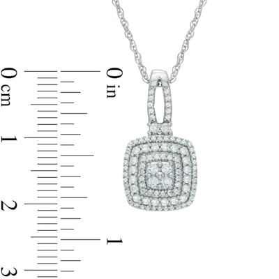 0.50 CT. T.W. Quad Diamond Layered Square Frame Pendant in 10K White Gold