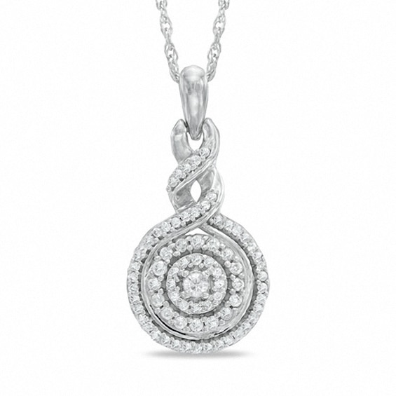 0.33 CT. T.W. Diamond Cascading Frame Pendant in 10K White Gold