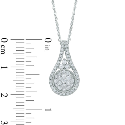 0.50 CT. T.W. Diamond Cluster Teardrop Frame Pendant in 10K White Gold