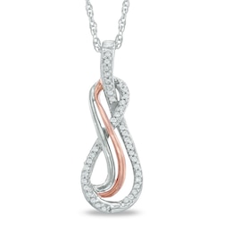 0.12 CT. T.W. Diamond Infinity Pendant in Sterling Silver and 10K Rose Gold