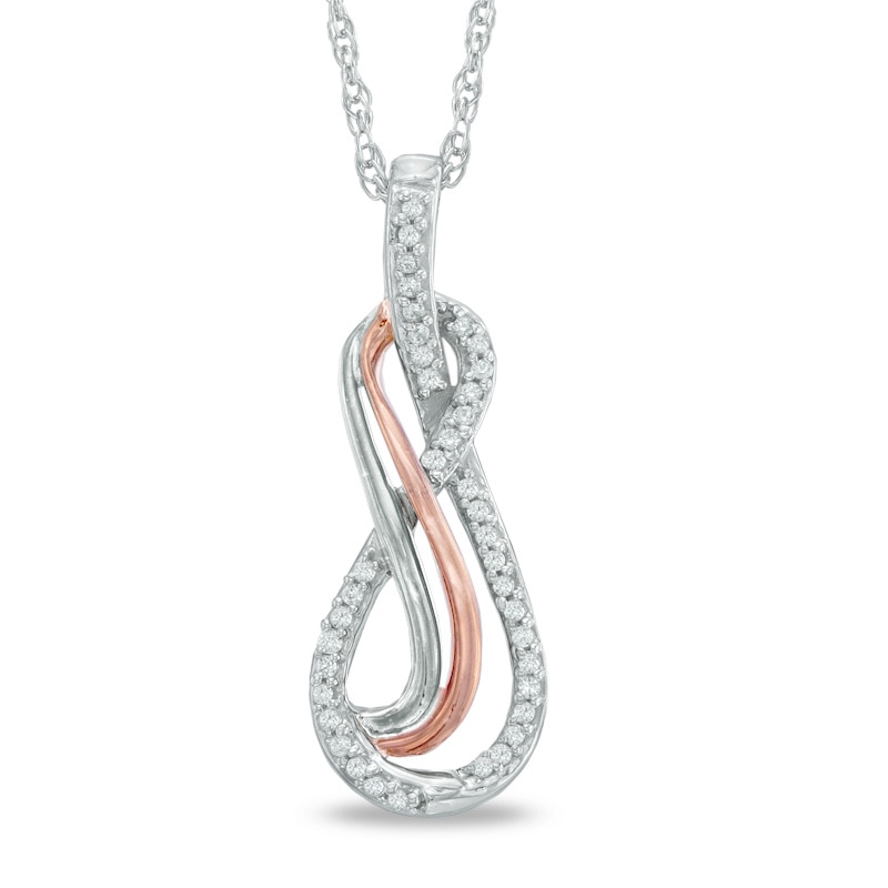 0.12 CT. T.W. Diamond Infinity Pendant in Sterling Silver and 10K Rose Gold|Peoples Jewellers