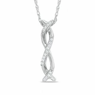 Diamond Accent Infinity Ribbon Pendant in Sterling Silver