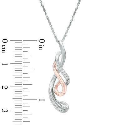 0.10 CT. T.W. Diamond Looping Ribbon Pendant in 10K Two-Tone Gold