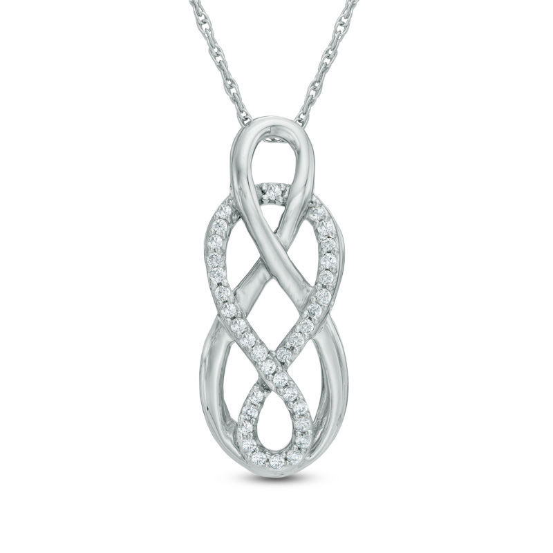 0.16 CT. T.W. Diamond Intertwined Infinity Pendant in Sterling Silver|Peoples Jewellers