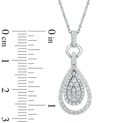 0.50 CT. T.W. Diamond Teardrop Cluster Pendant in 10K White Gold