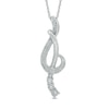 Thumbnail Image 0 of Diamond Accent Treble Clef Ribbon Pendant in Sterling Silver