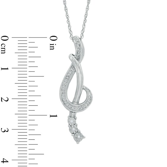 Diamond Accent Treble Clef Ribbon Pendant in Sterling Silver