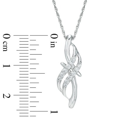 0.16 CT. T.W. Diamond Double Row Ribbon Pendant in Sterling Silver