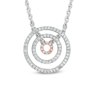 0.25 CT. T.W. Diamond Multi-Row Circle Necklace in 10K Two-Tone Gold