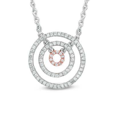 0.25 CT. T.W. Diamond Multi-Row Circle Necklace in 10K Two-Tone Gold