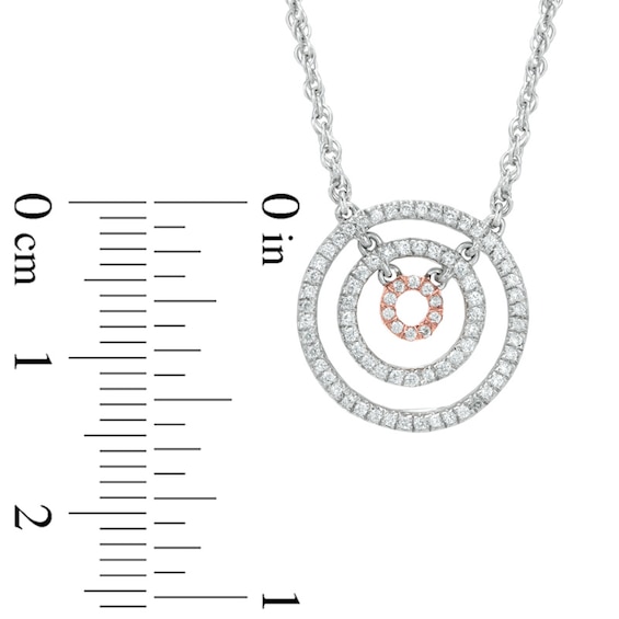 0.25 CT. T.W. Diamond Multi-Row Circle Necklace in 10K Two-Tone Gold