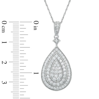 1.00 CT. T.W. Diamond Layered Teardrop Pendant in 10K White Gold