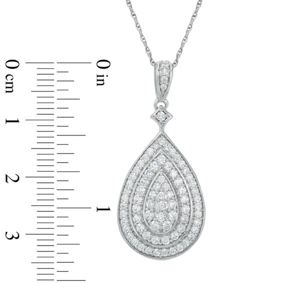 1.00 CT. T.W. Diamond Layered Teardrop Pendant in 10K White Gold