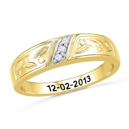 Men's Diamond Accent Three Stone Wedding Band in 10K Gold (10 Characters)