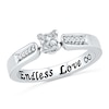 Thumbnail Image 0 of 4.0mm Princess-Cut Lab-Created White Sapphire and Diamond Accent Promise Ring in 10K White Gold (1 Line)