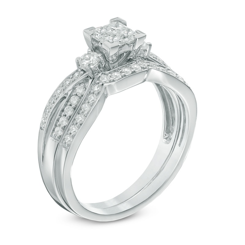 0.75 CT. T.W. Quad Princess-Cut Diamond Bridal Set in 14K White Gold|Peoples Jewellers