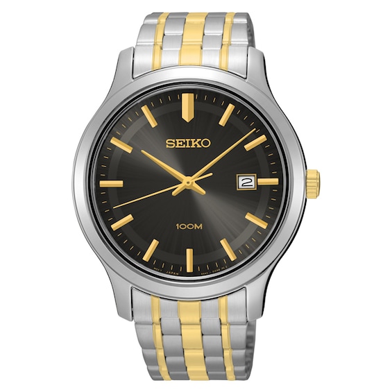 Men's Seiko Two-Tone Watch with Grey Dial (Model: SUR183)