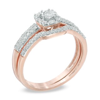 0.33 CT. T.W. Diamond Frame Bridal Set in 10K Rose Gold