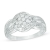 0.45 CT. T.W. Diamond Three Stone Cluster Ring in 10K White Gold