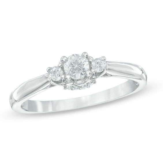 3 diamond engagement ring white gold