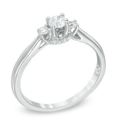 0.23 CT. T.W. Diamond Three Stone Engagement Ring in 10K White Gold