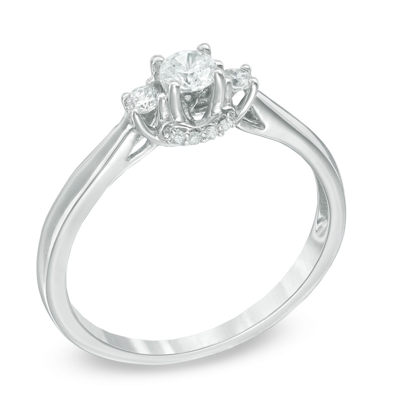 0.23 CT. T.W. Diamond Three Stone Engagement Ring in 10K White Gold|Peoples Jewellers