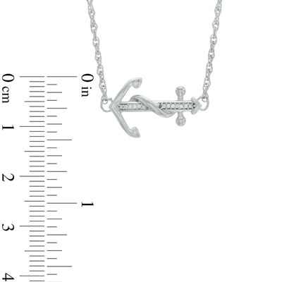 Diamond Accent Sideways Anchor Necklace in Sterling Silver - 17"