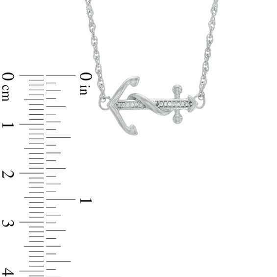 Diamond Accent Sideways Anchor Necklace in Sterling Silver - 17"