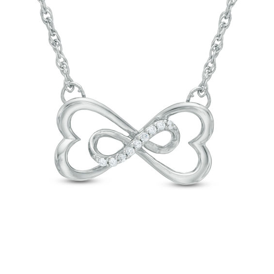 Diamond Accent Sideways Heart-Shaped Infinity Necklace in 10K Gold